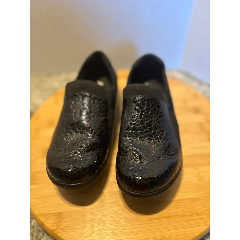 Alegria Due Black Crackle Slip On Nursing Shoes Clogs DUE-555W Womens 39